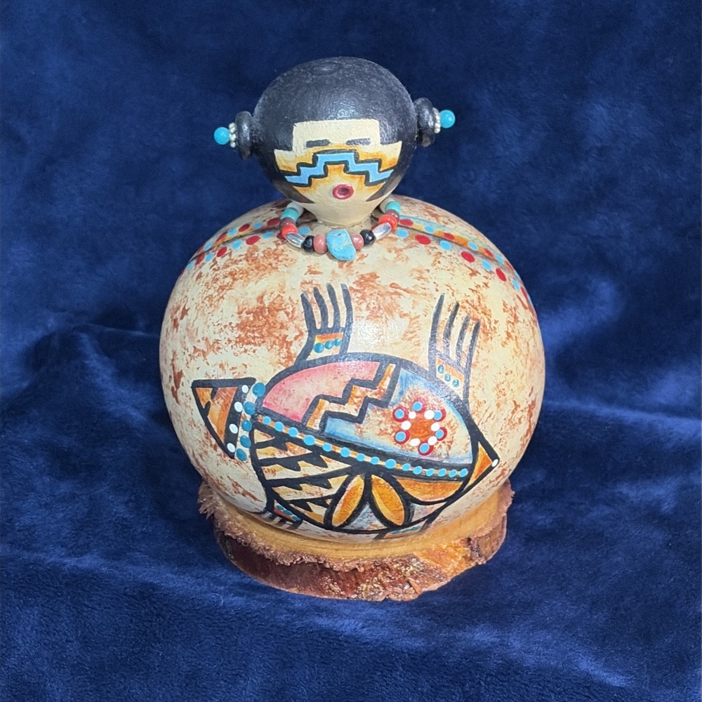 Hopi Gourd Doll Signed Stacy Talahytewa Native American Art Southwest Folk Art